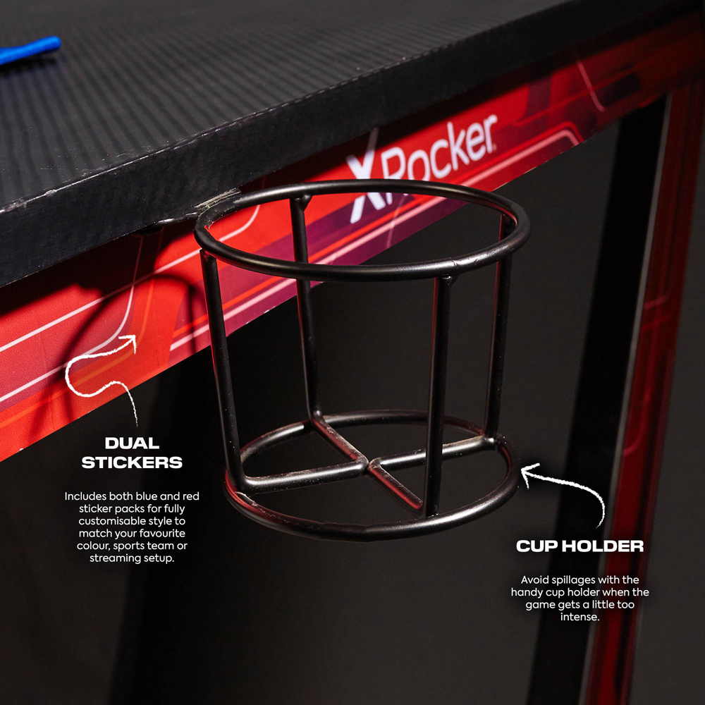 X Rocker Ocelot Black Gaming Desk with Mousepad Image 8