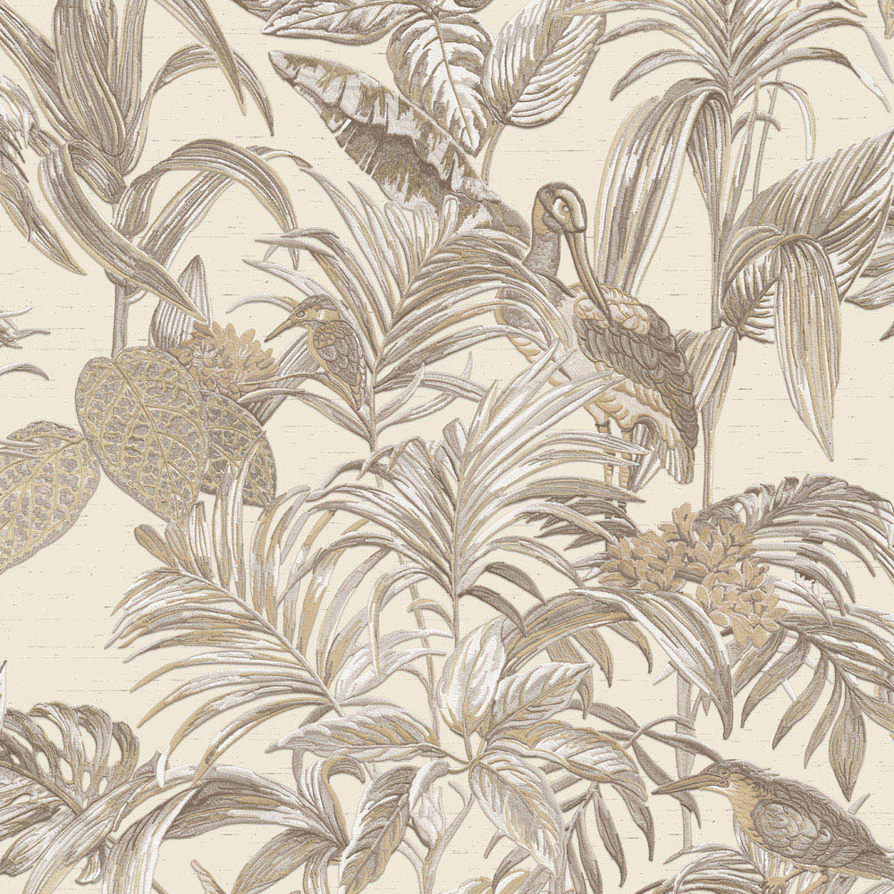 Design ID Bird of Paradise Beige and Gold Wallpaper Image 1