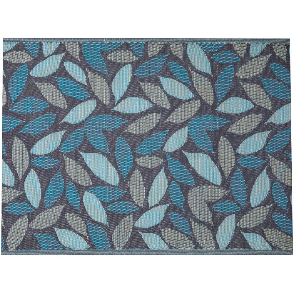 Samuel Alexander Blue Flora Leaves Outdoor Rug Mat 150 x 210cm Image 1