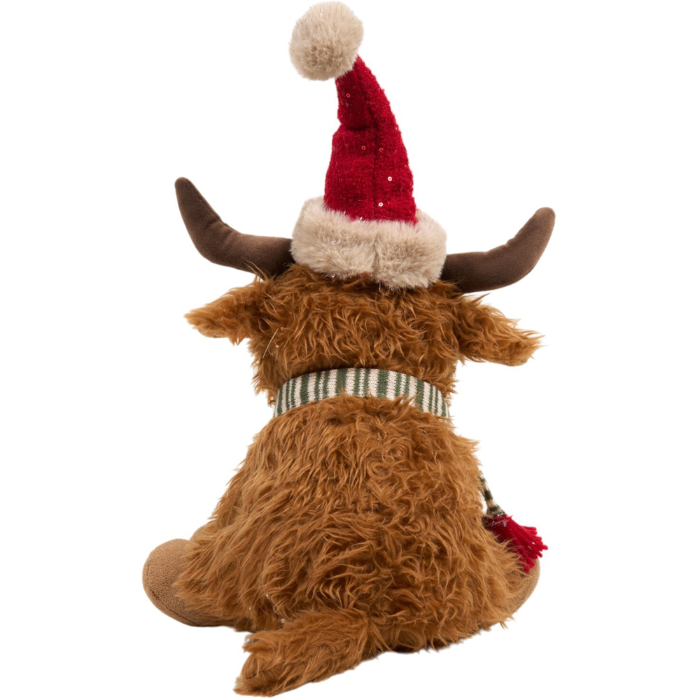 Christmas Sitting Highland Cow Decoration Brown Image 3