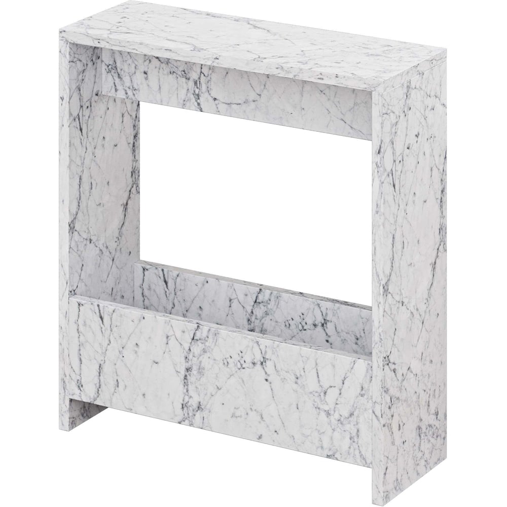 Decortie Simpi Single Shelf White Marble Effect Modern Side End Table Image 2