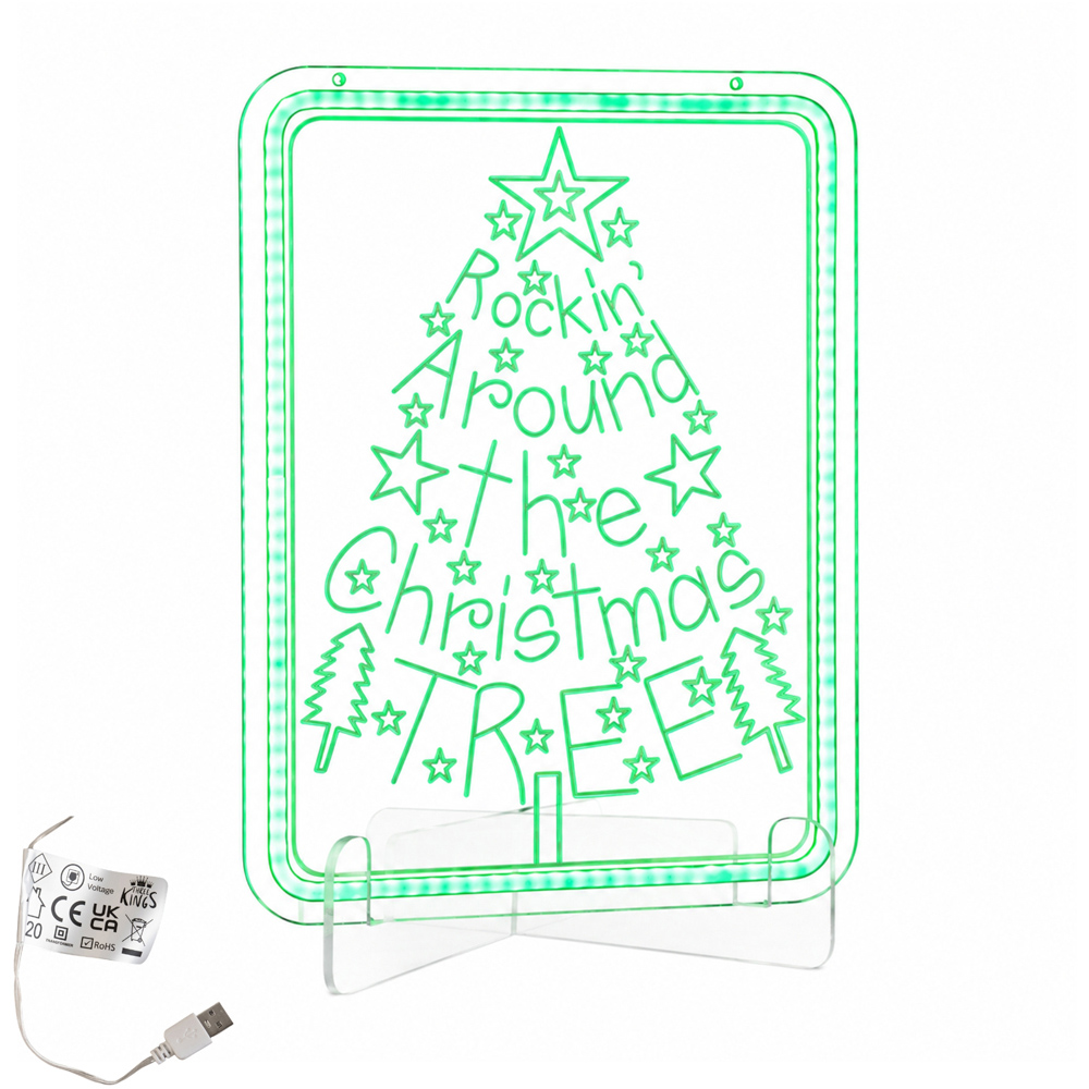 Samuel Alexander Green LED Neon Rockin' Around the Christmas Tree Christmas Decoration 40cm Image 2