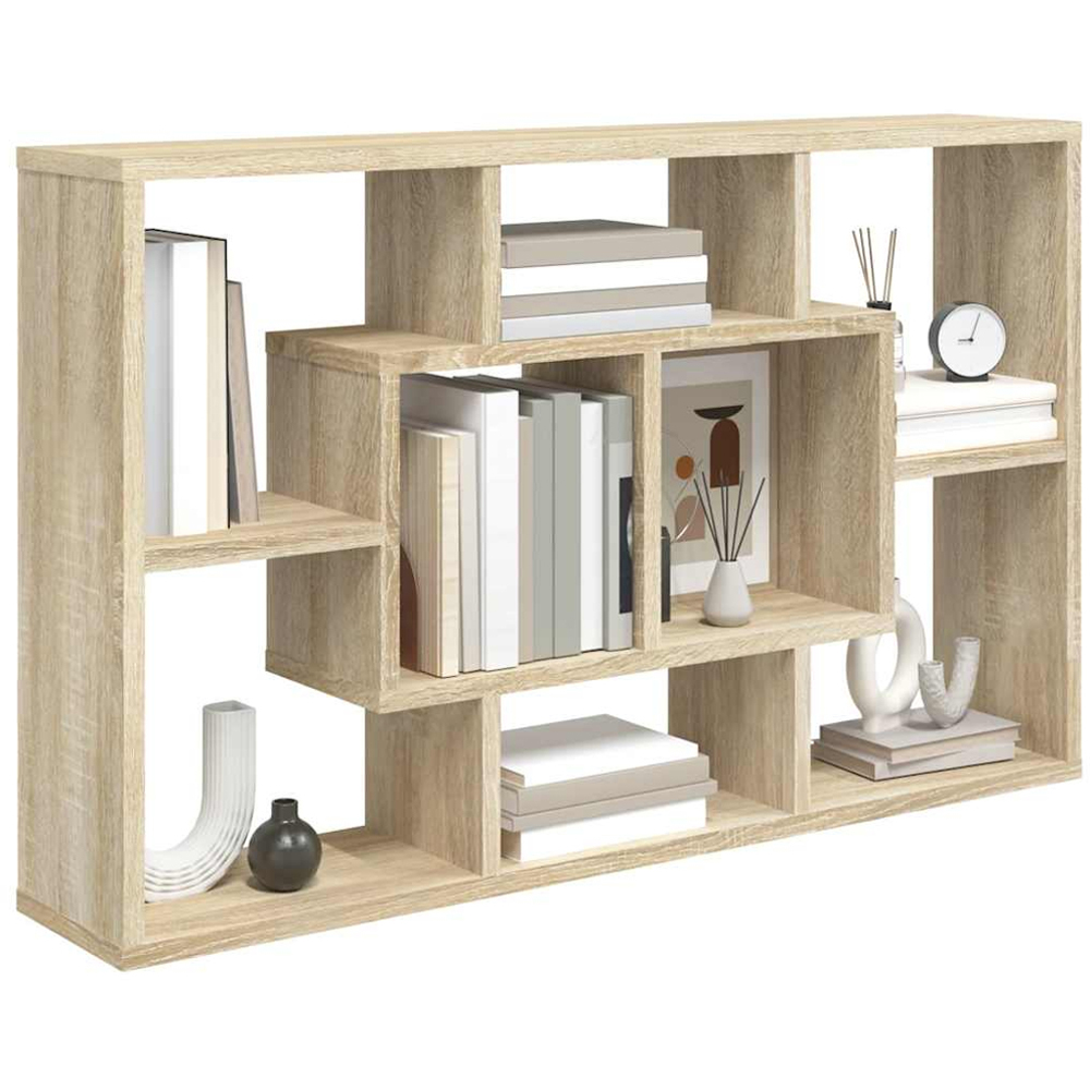 vidaXL 8 Shelf Sonoma Oak Geometric Wall Mounted Bookcase Image 4