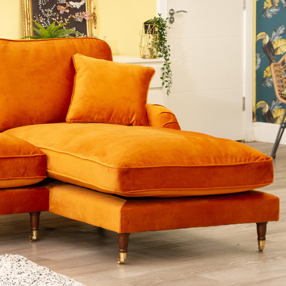 Mackenzie 3 Seater Burnt Orange Large Velvet Right Hand Corner Sofa Image 3