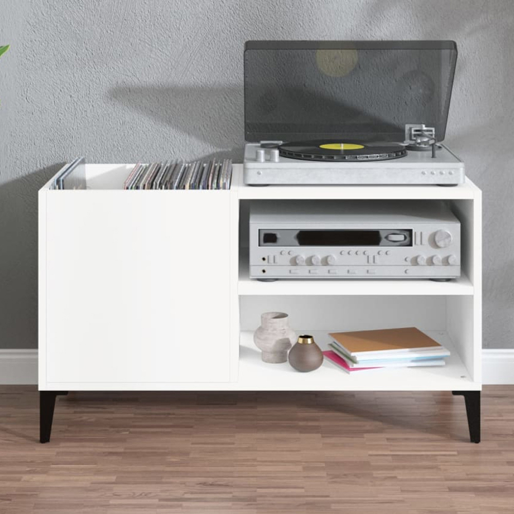 vidaXL 2 Shelf White Record Cabinet Image 1
