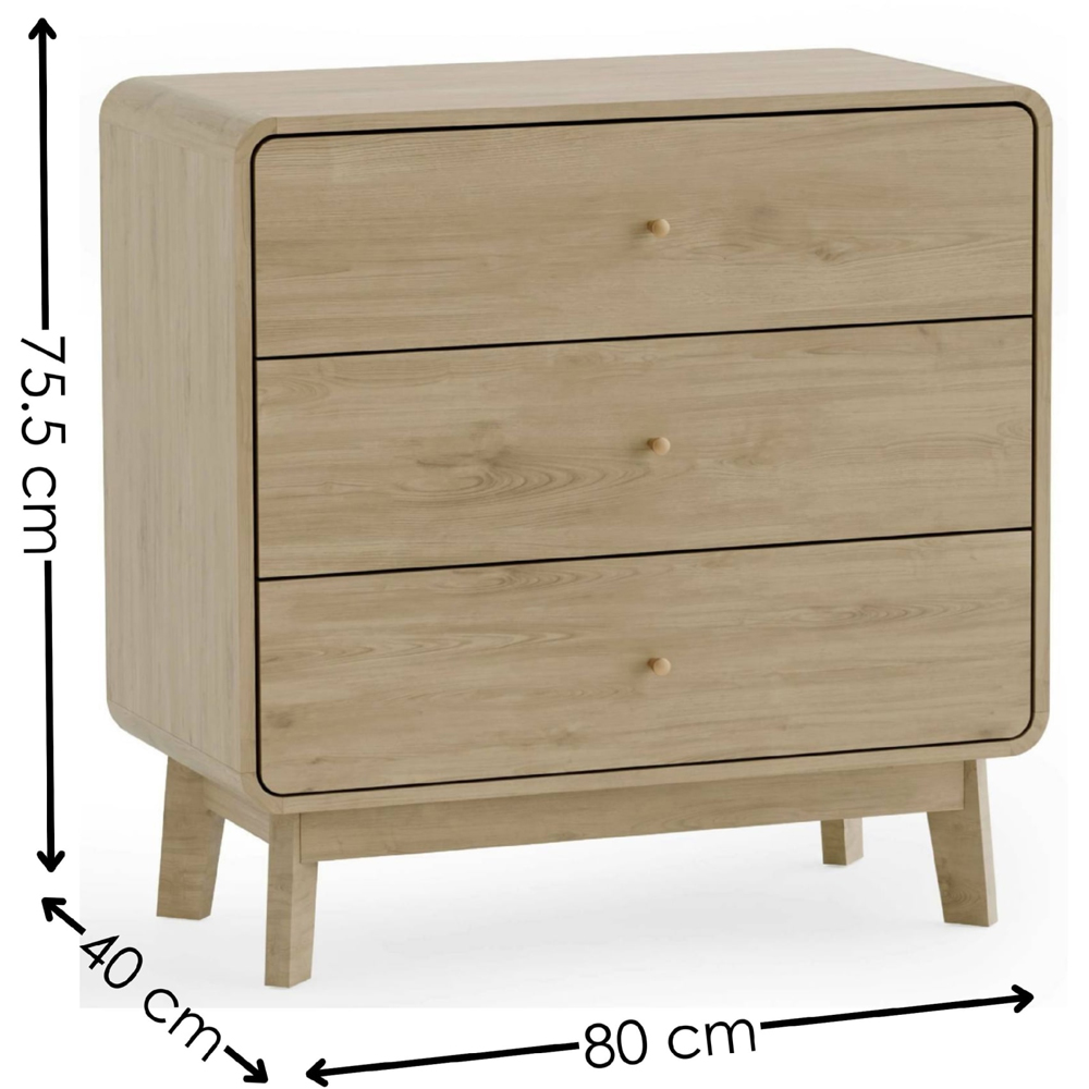 Julian Bowen Ingrid 3 Drawer Oak Chest of Drawers Image 8