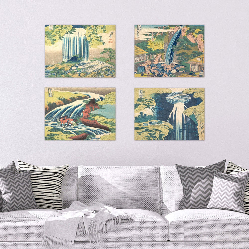 Artery8 Hokusai Tour Waterfalls Provinces Roben Yoro Wall Art Print 30 x 41cm 5 Pack Image 2