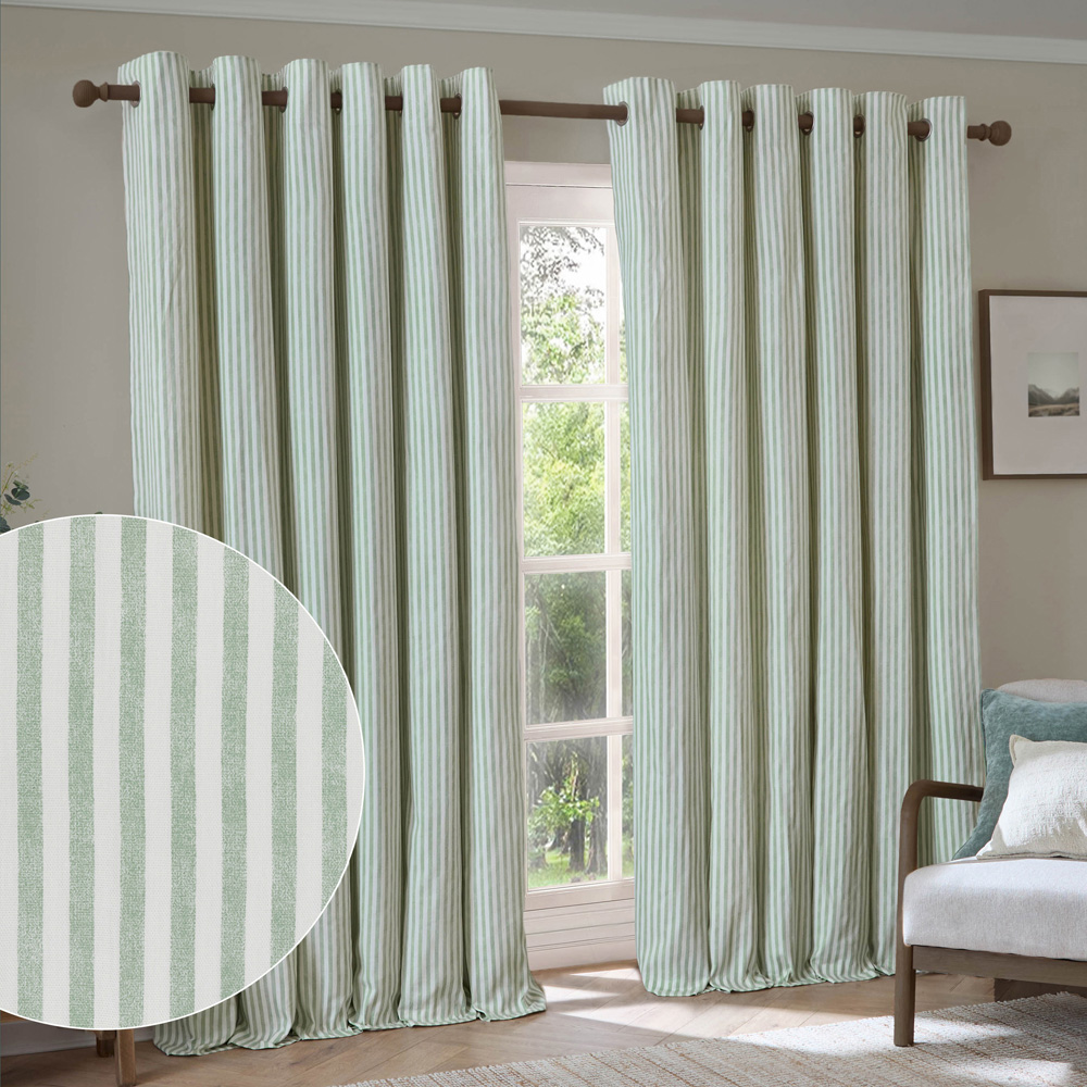 Yard Hebden Eucalyptus Cotton Blackout Eyelet Curtains 229 x 229cm Image 2