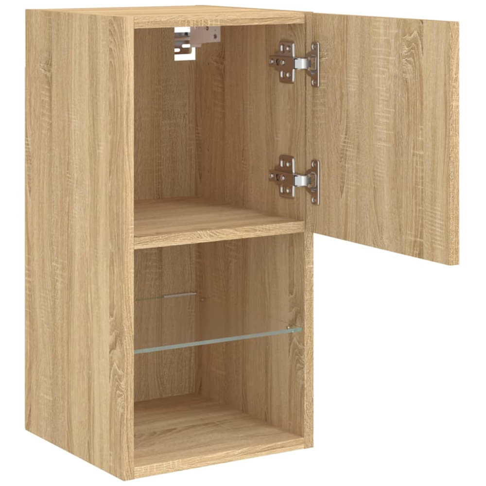 vidaXL Single Door 2 Shelf Sonoma Oak Wall Mounted LED TV Cabinet Set of 2 Image 8