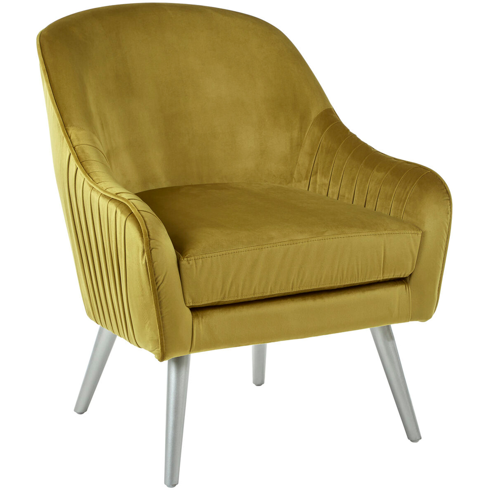 Premier Housewares Louxor Silver and Mustard Velvet Armchair Image 2