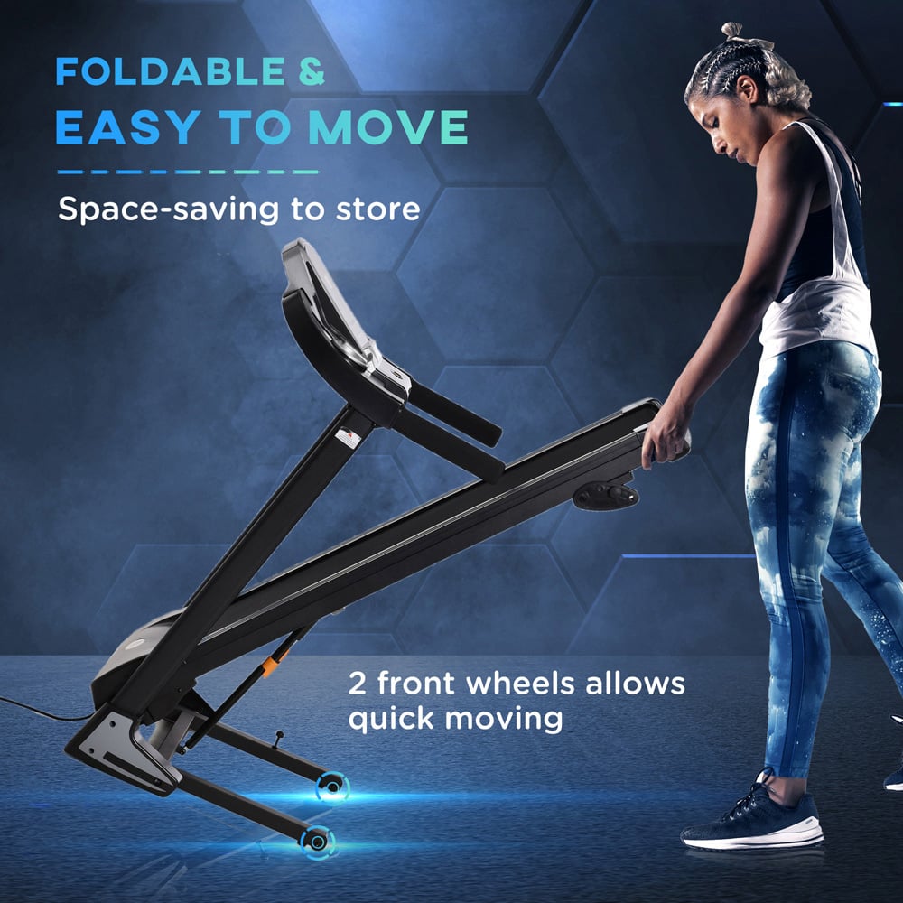 HOMCOM Black Foldable Motorised Treadmill with LED Display Image 5