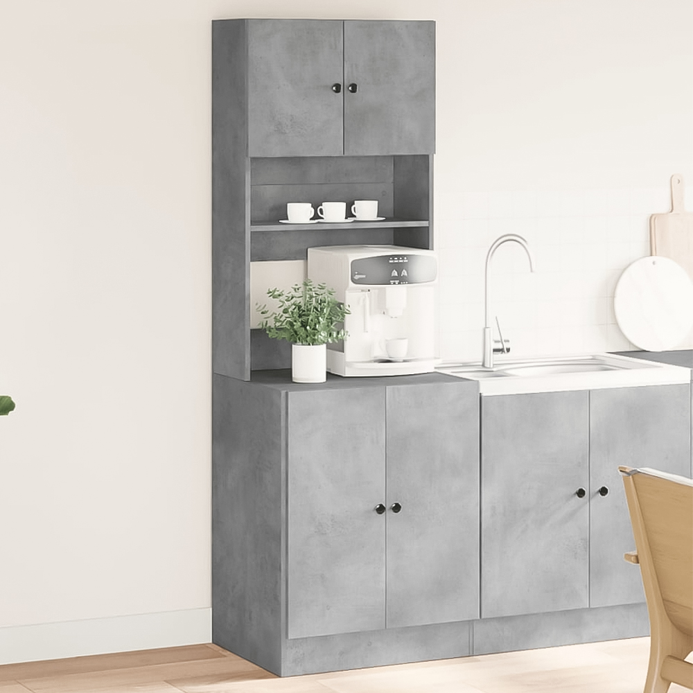 vidaXL 4 Door Single Shelf Concrete Grey Kitchen Cabinet Image 1