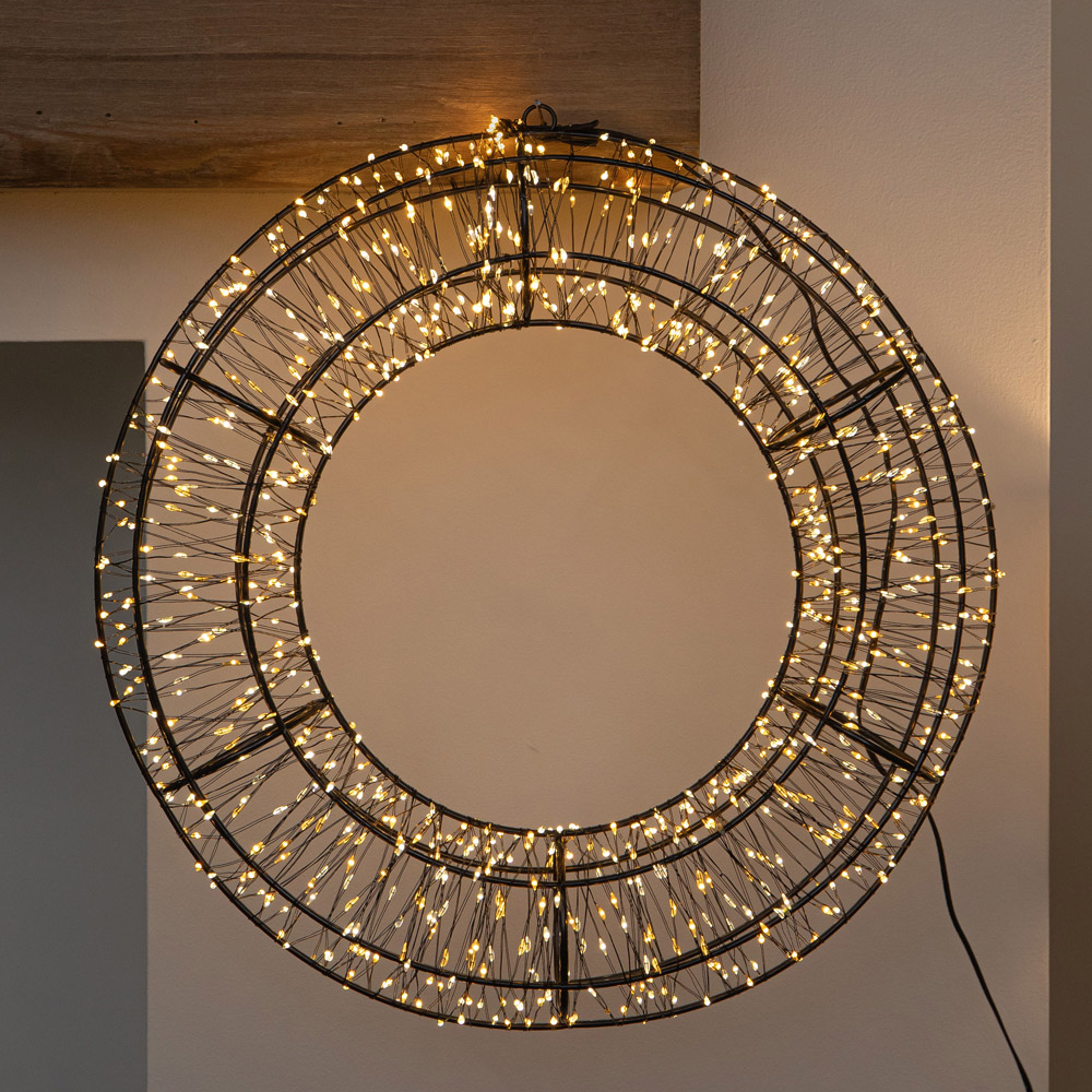 Samuel Alexander 960 Warm White LED 3D Metal Christmas Wreath 38cm Image 1