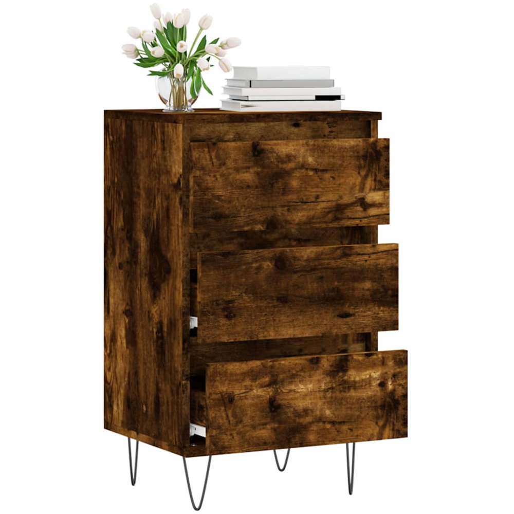 vidaXL 3 Drawer Smoked Oak Highboard Image 4