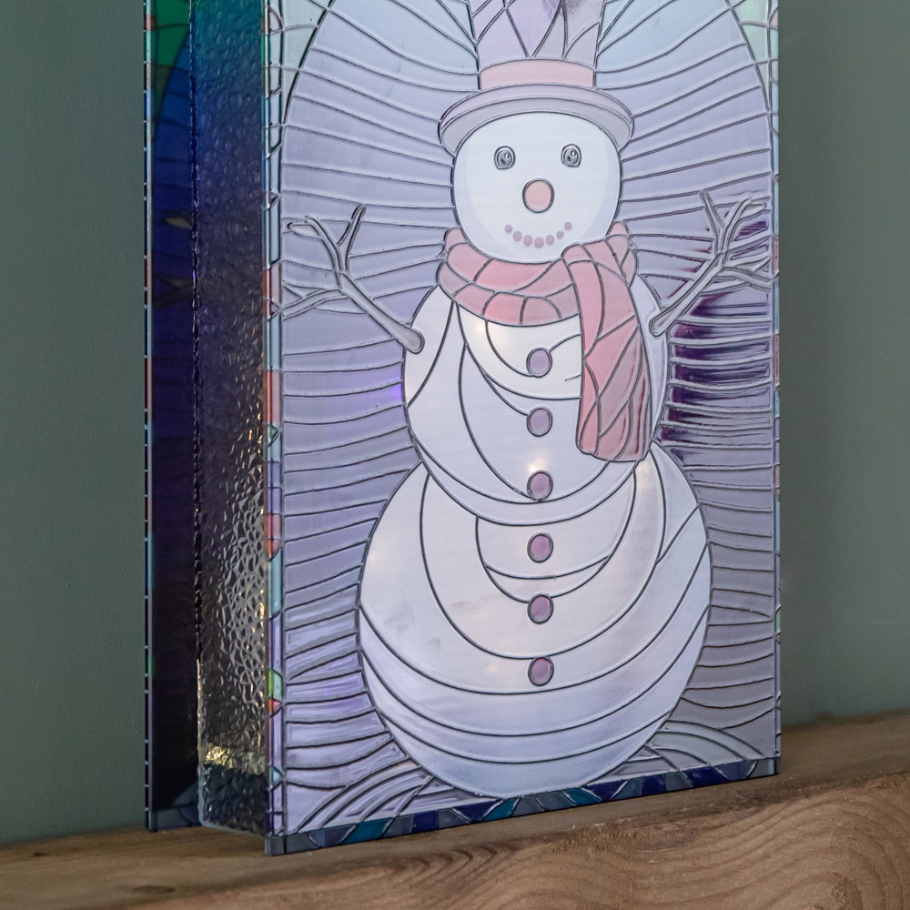 Samuel Alexander Warm White LED Stained Glass Snowman Christmas Decoration 28cm Image 6
