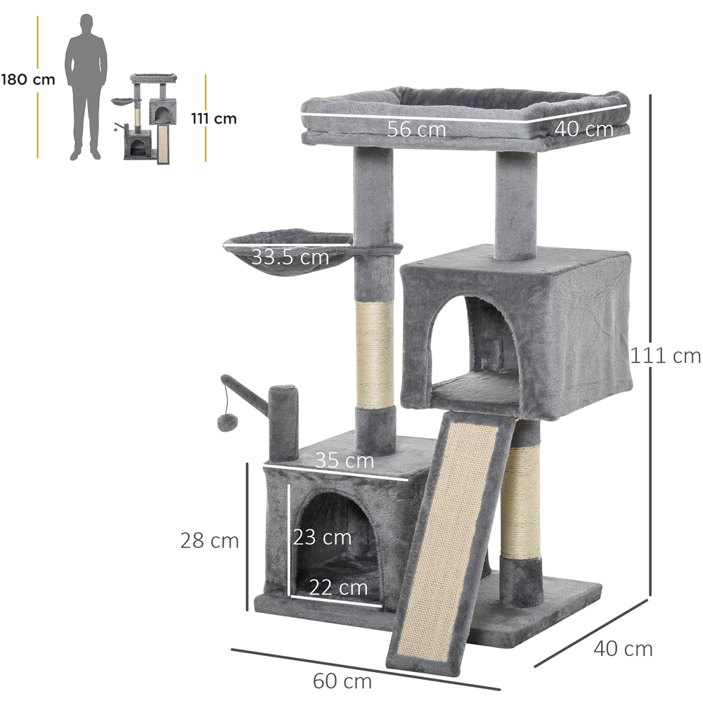 PawHut 111cm Grey Cat Activity Tree Image 5