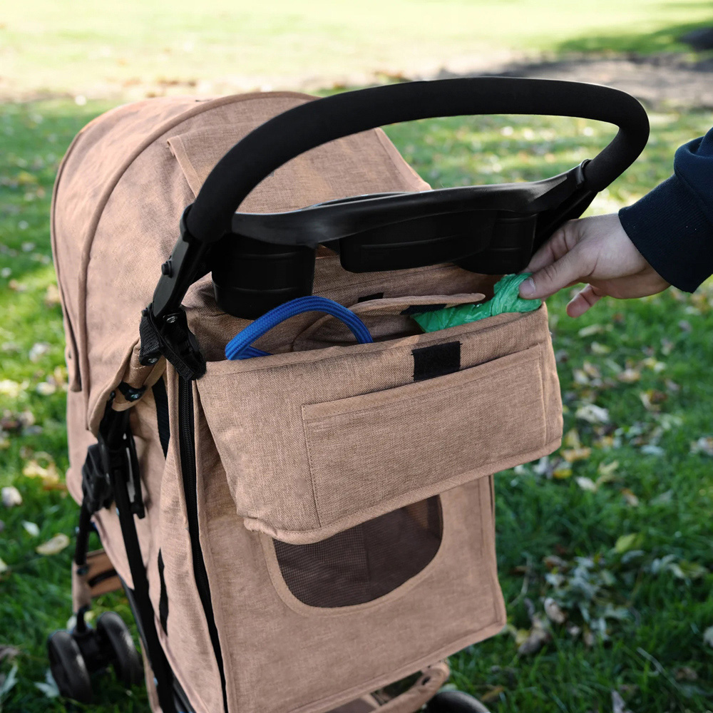 Monstershop Woven Beige Pet Stroller Caddy Bag Image 2