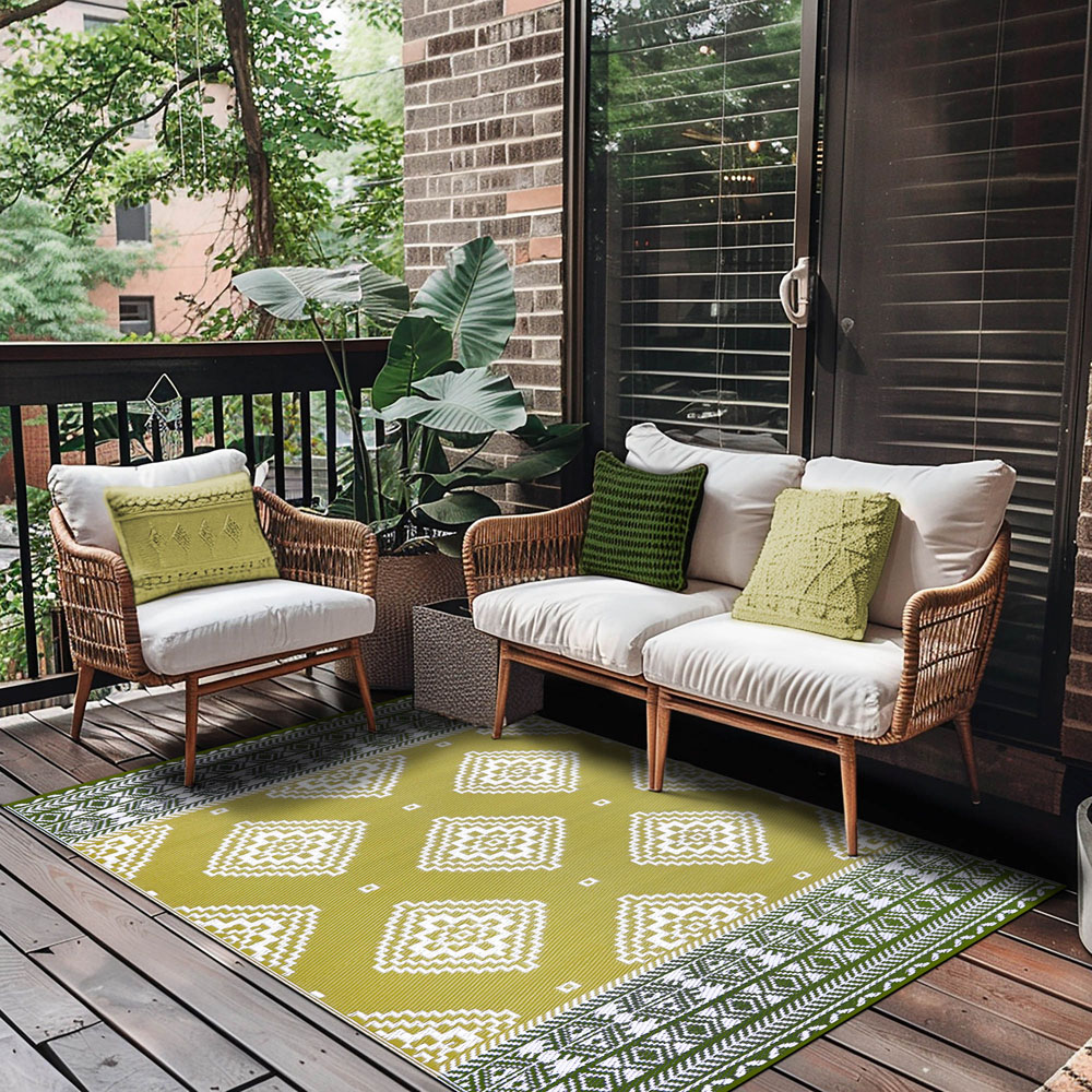 Green Decore Venice Golden Green and Deep Forest Green Outdoor Rug 120 x 180cm Image 5