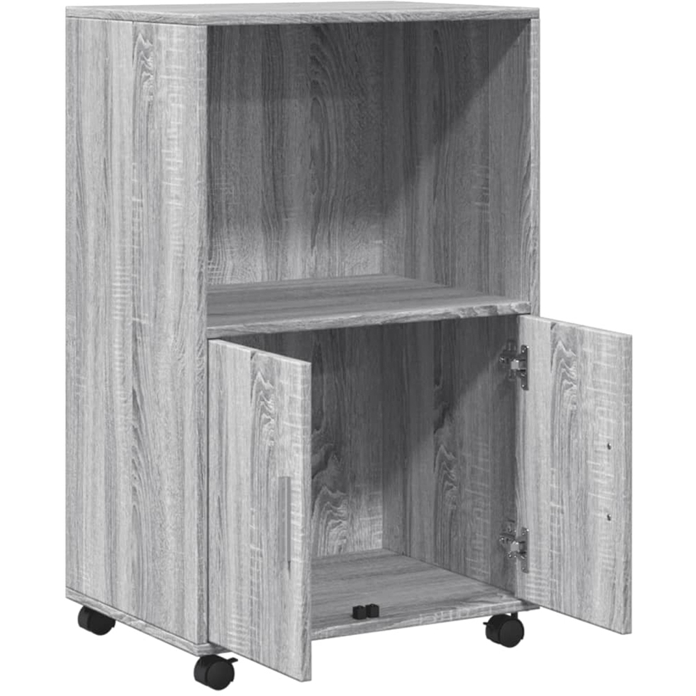 vidaXL 2 Door Single Open Shelf Grey Sonoma Rolling Storage Cabinet Image 7