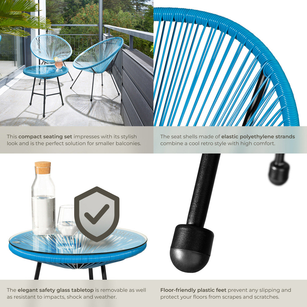 tectake Santana 2 Seater Blue Bristo Set Image 5