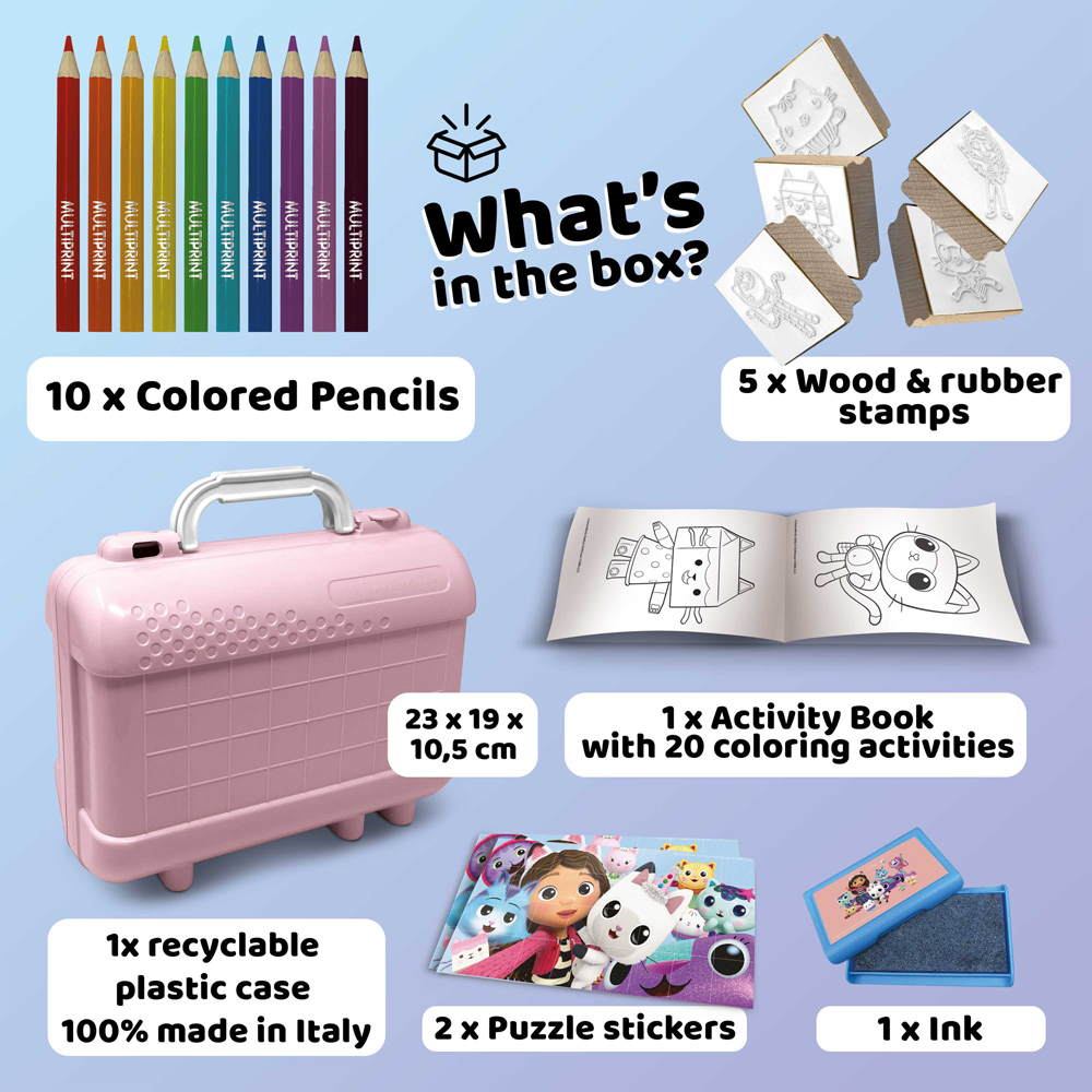 Multiprint Gabbys Dollhouse Kids Travel Colouring and Stamp Set Image 2