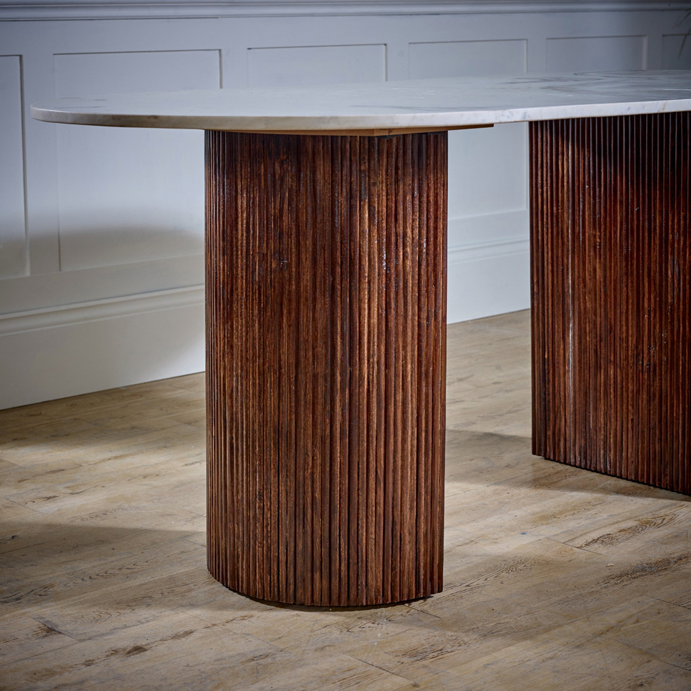 Brooklyn Opal 6 Seater Marble Top Mango Wood Dining Table Image 5