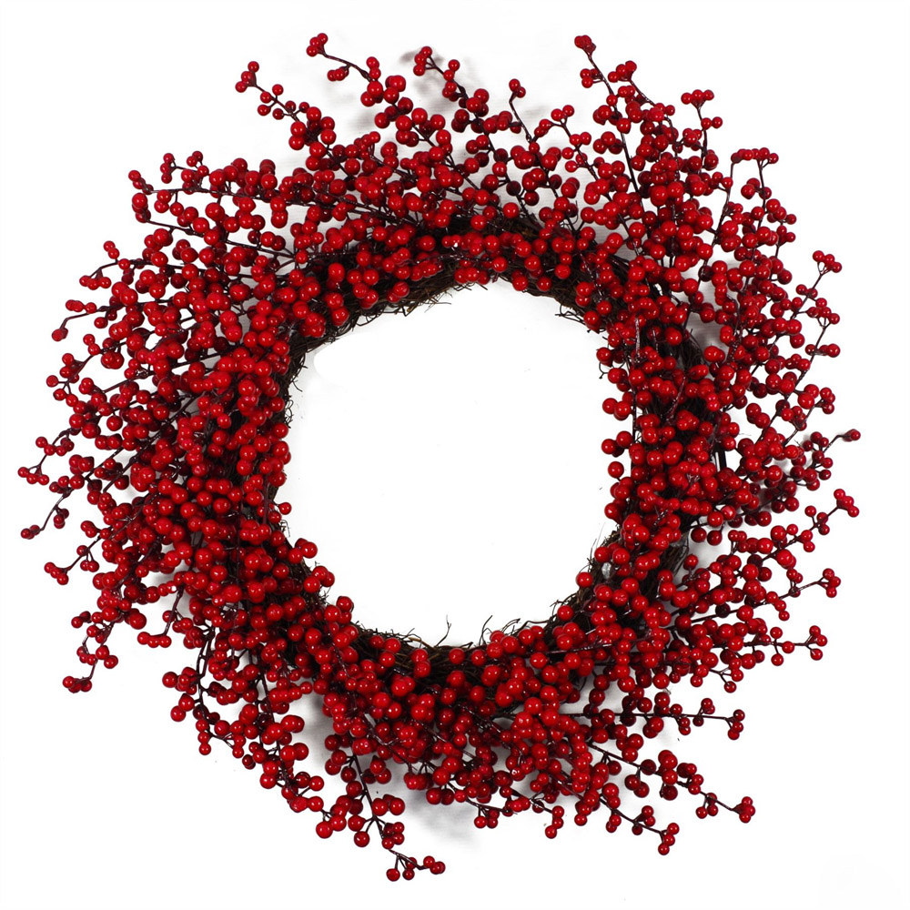 Leaf Christmas Red Berry Floristry Wreath 60cm Image 1
