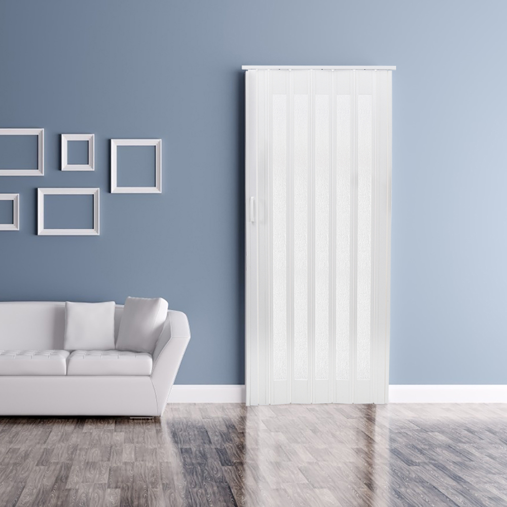 Living and Home Accordion White PVC and Acrylic Folding Door 87 x 203cm Image 2