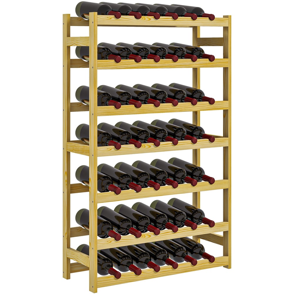 HOMCOM 7 Tier 42 Bottle Natural Wooden Wine Rack Image 3