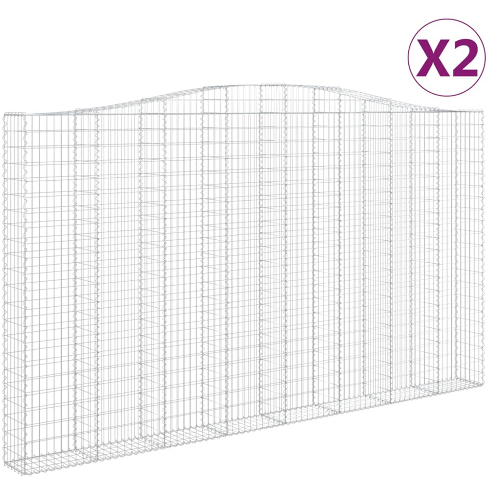 vidaXL Silver Galvanised Iron Arched Gabion Basket 400 x 30 x 220/240cm 2 Pack Image 4