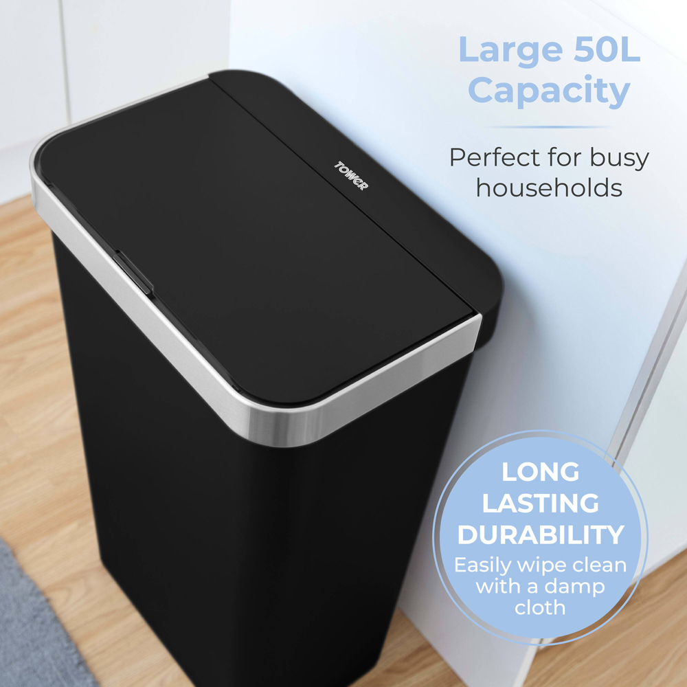 Tower Rectangular Black ABS Sensor Bin 50L Image 4
