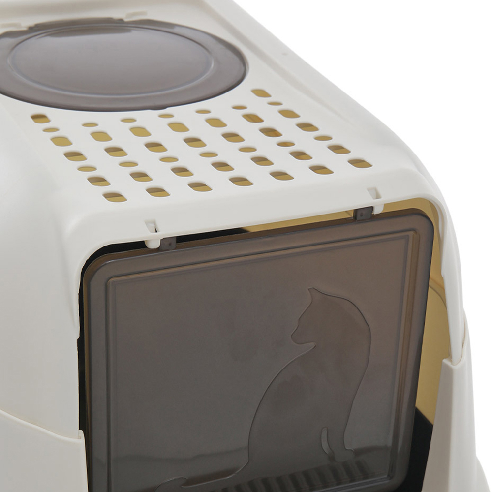 H&O Direct Black Large Hooded Cat Litter Box with Scoop Image 2