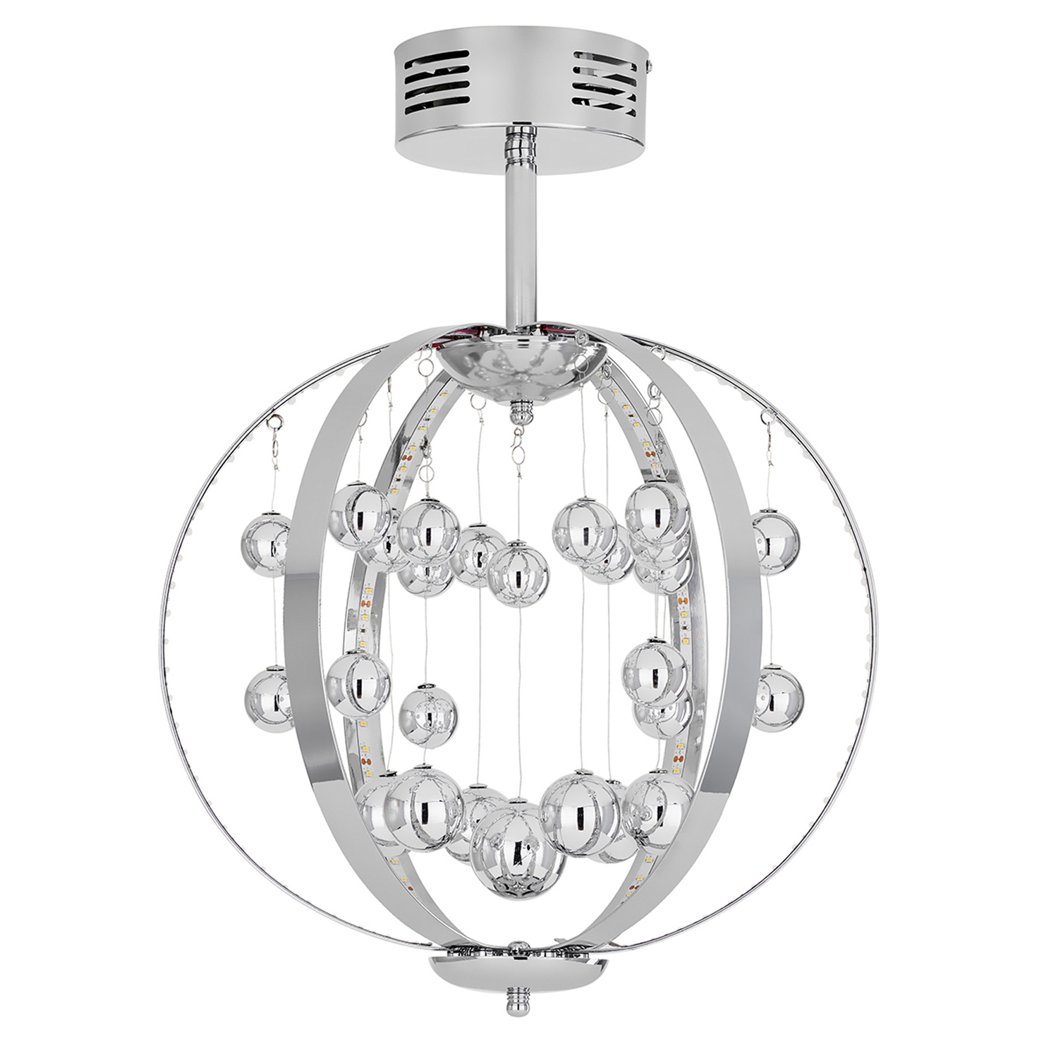 Chrome Orb LED Electrical Ceiling Fitting Image 1