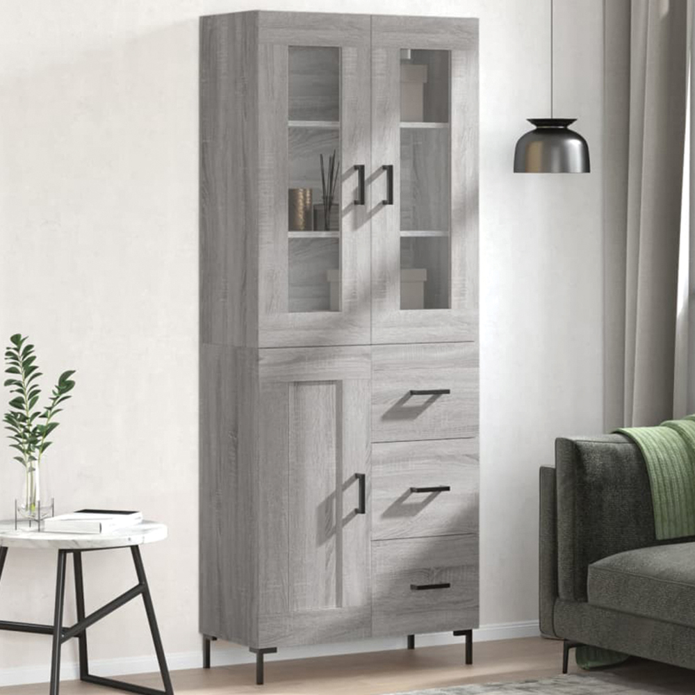 vidaXL 3 Door 3 Drawer Grey Sonoma Highboard Image 1