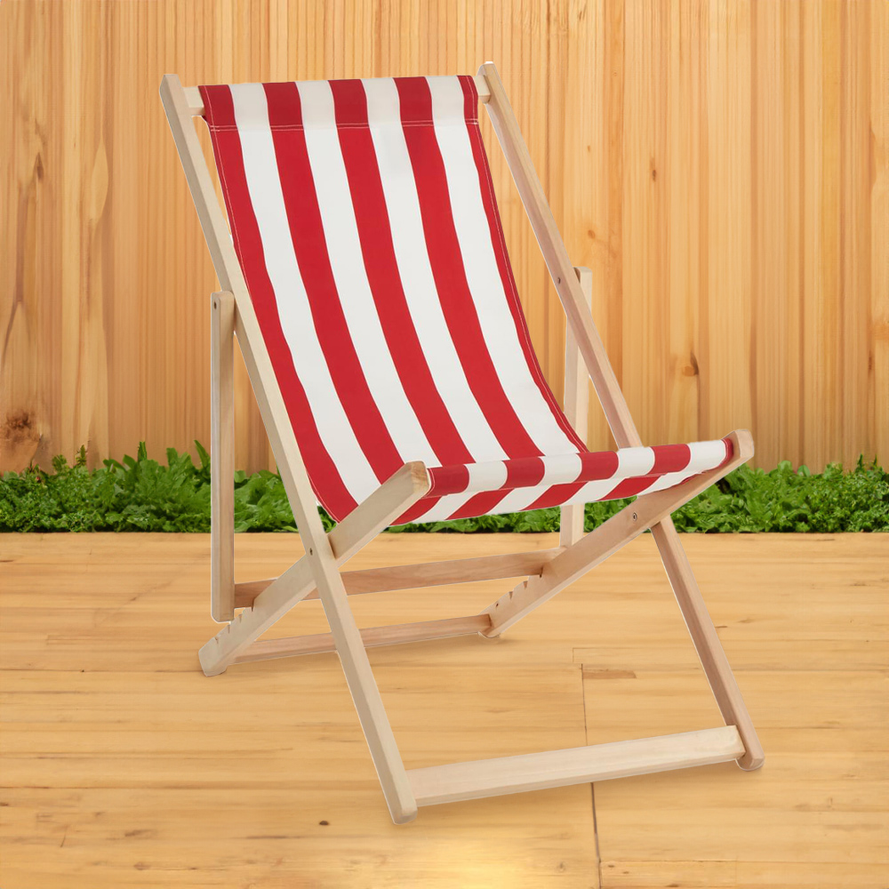 Interiors by Premier Beauport Red and White Deck Chair Image 1