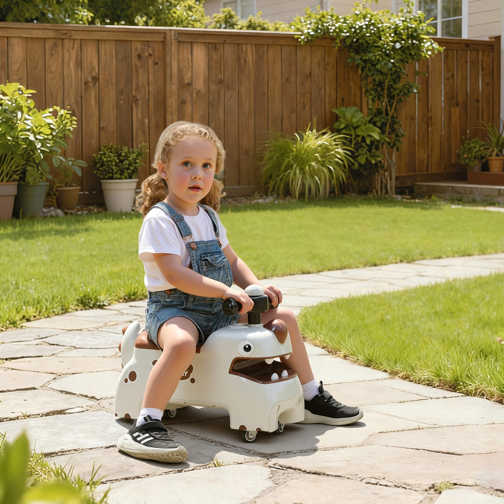 Tommy Toys AIYAPLAY Kids Cream Dinosaur Shape Ride On Car Toddler Walker Image 2