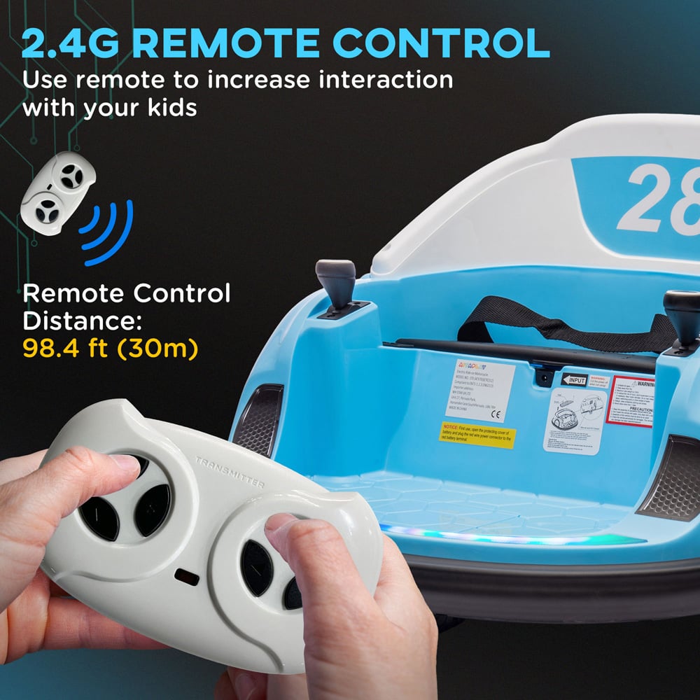 AIYAPLAY Kids Light Blue Bumper Car with Remote Control Image 6
