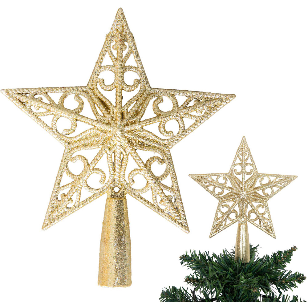 Shatchi Gold Glitter Star Tree Topper Image 3