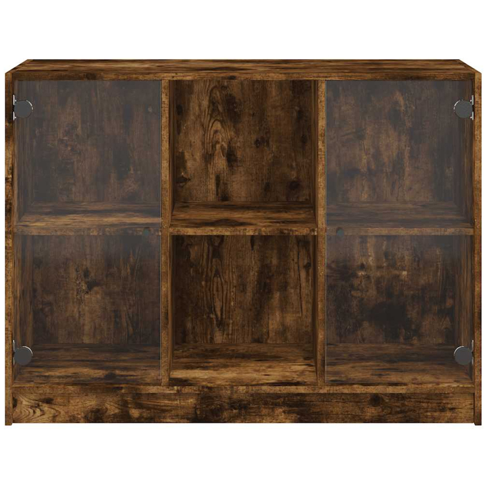 vidaXL 2 Glass Door 2 Shelf Smoked Oak Sideboard Image 3