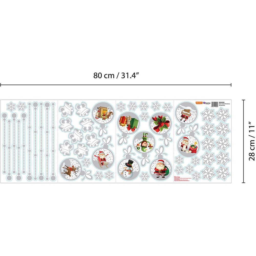 Walplus Matt Silver Christmas Ornaments Self Adhesive Wall Stickers 45 Piece Image 7