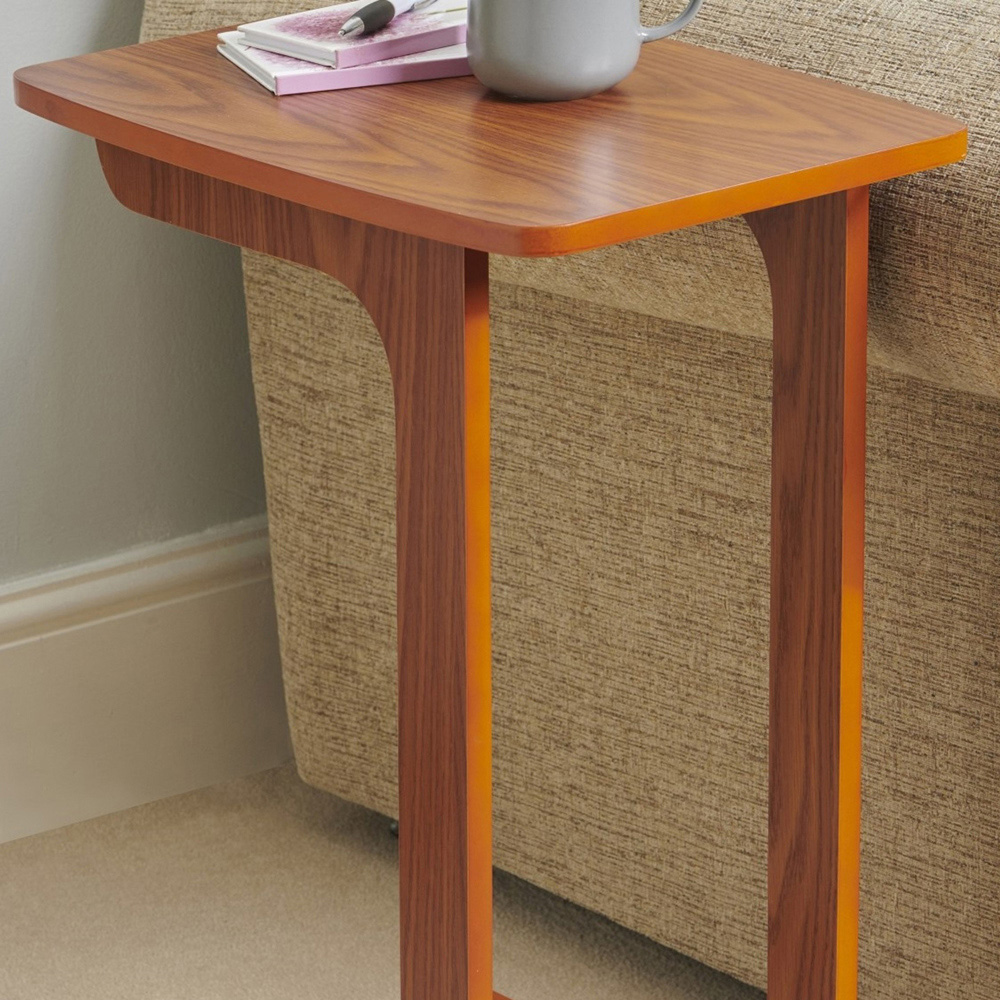 Greenhurst C Shaped Oak Sofa Side Table Image 3