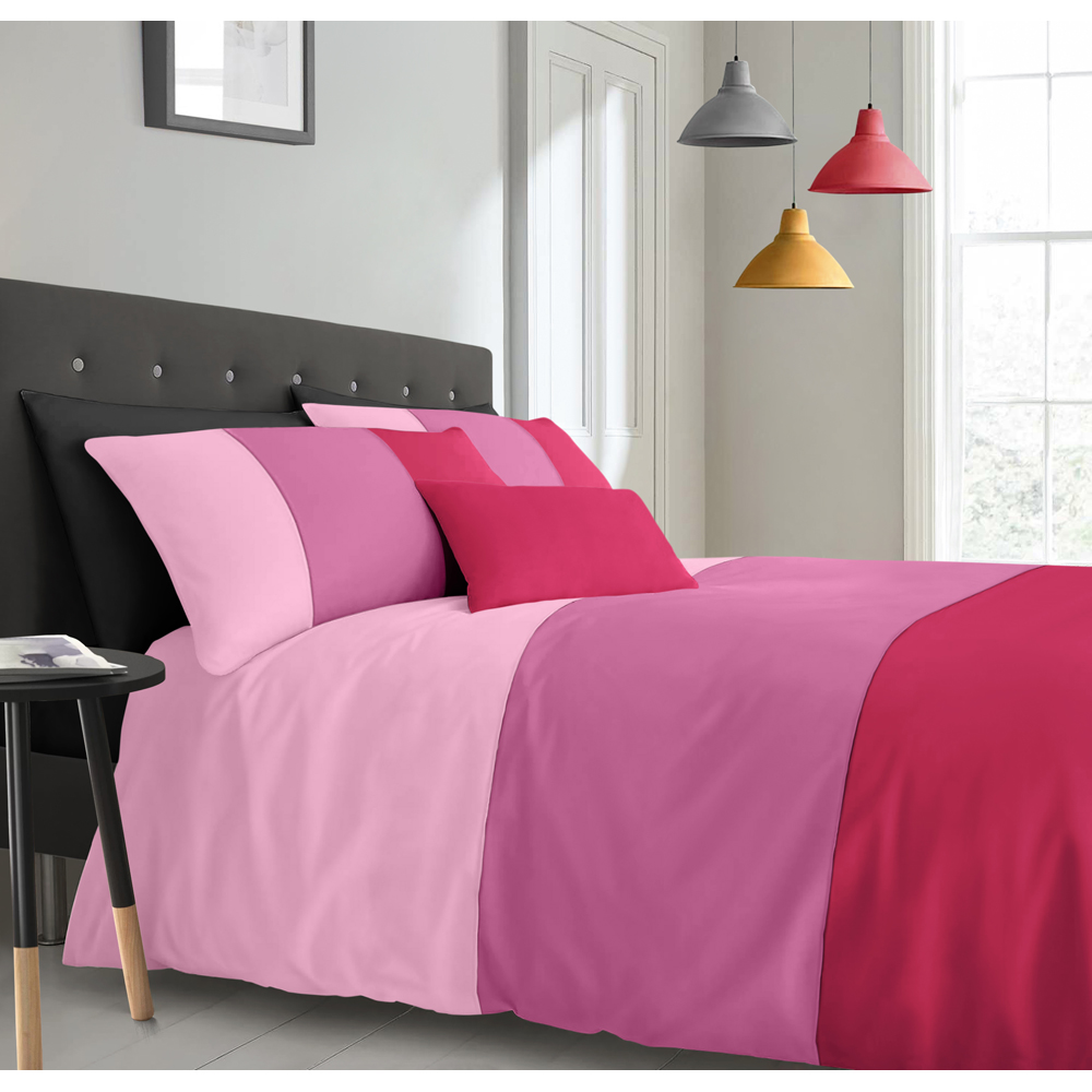 Intimates Lexie King Size Pink Colour-Block Duvet Cover Set Image 3