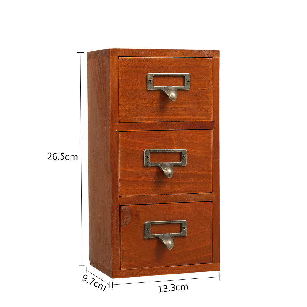 Living and Home Retro Wooden Desktop Drawer Organiser Box Image 5