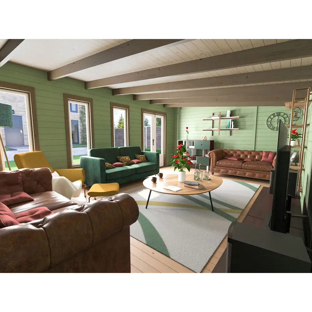 Dunster House Terminator 20 x 13ft Brown Garden Log Cabin Office Summerhouse Image 3