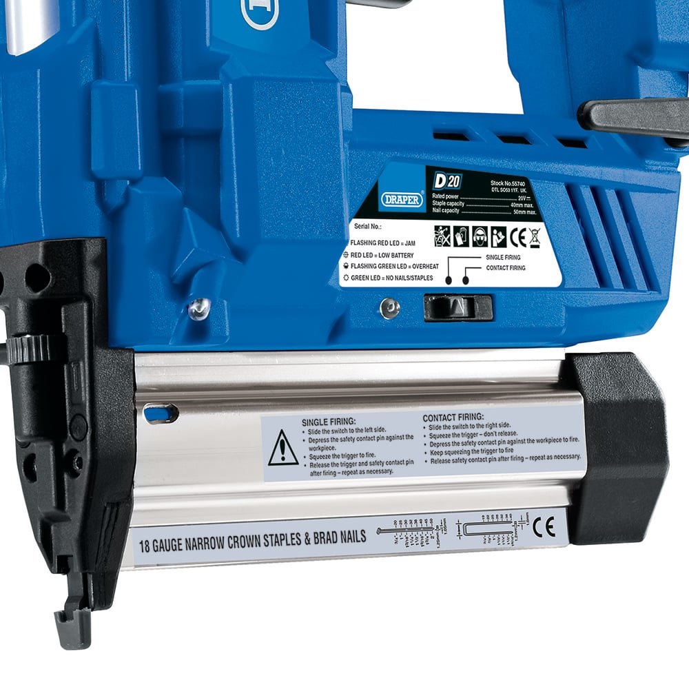 Draper D20 20V Nailer Stapler Bare Unit Image 3
