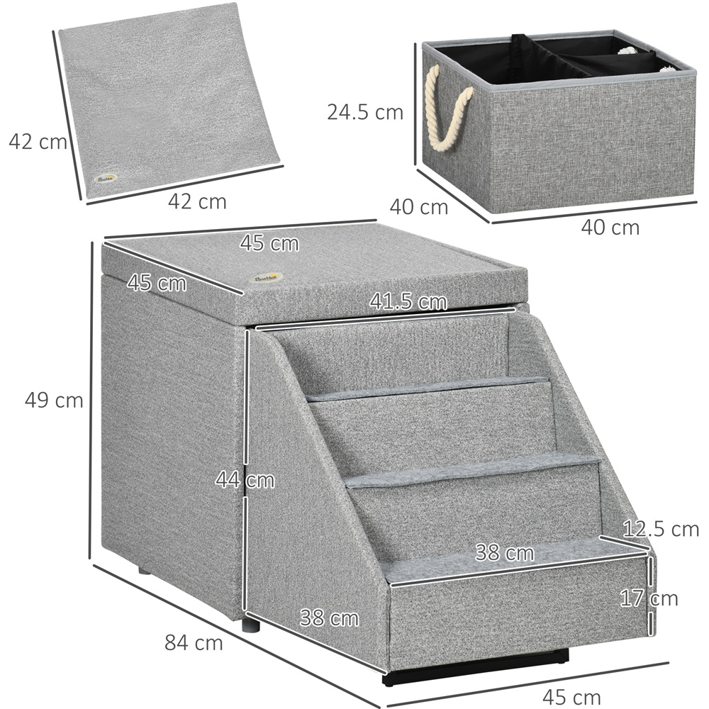 PawHut 4 Step Pet Stairs with Storage Image 8