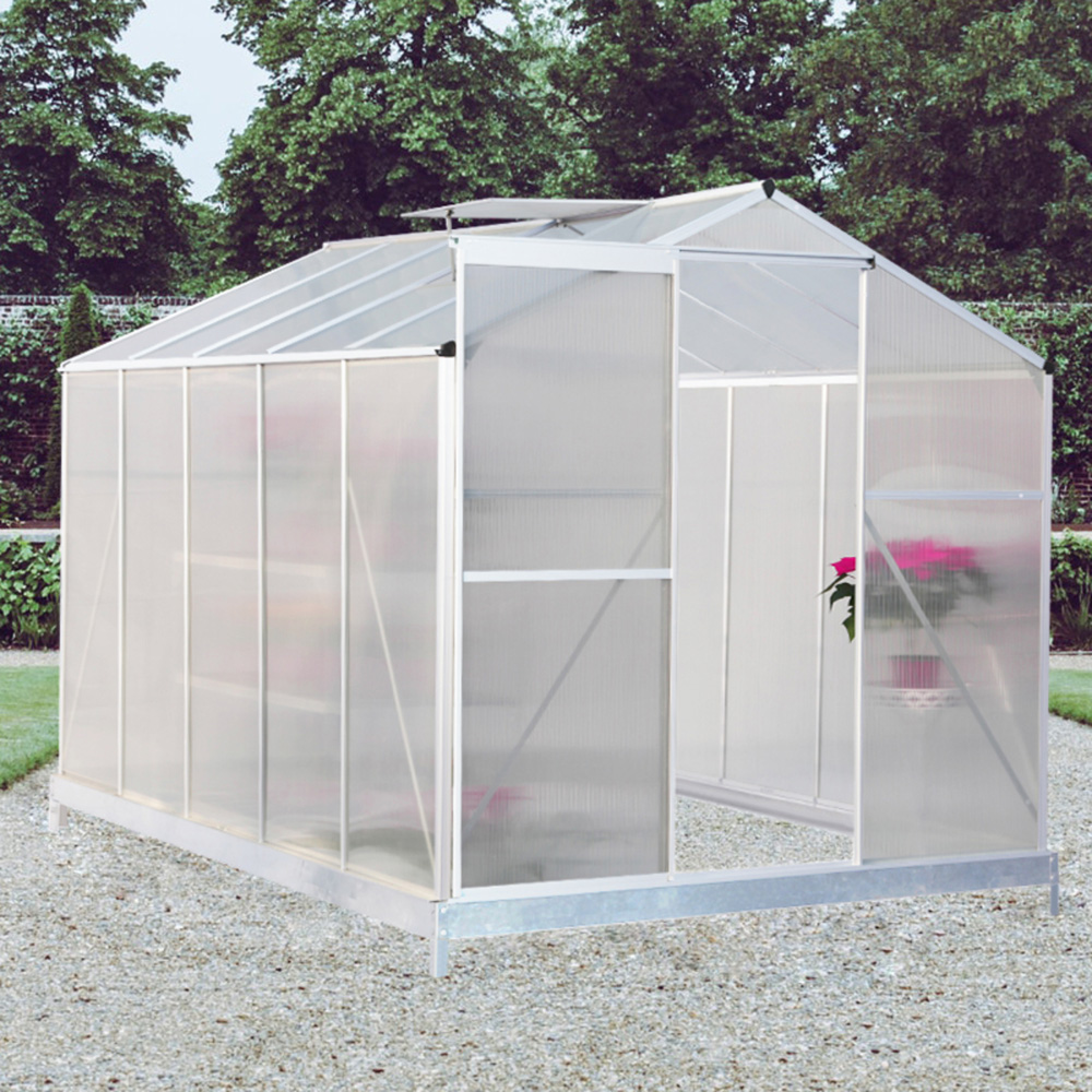 Living and Home Aluminium Polycarbonate 6.2 x 10.2ft Greenhouse with Base Image 2