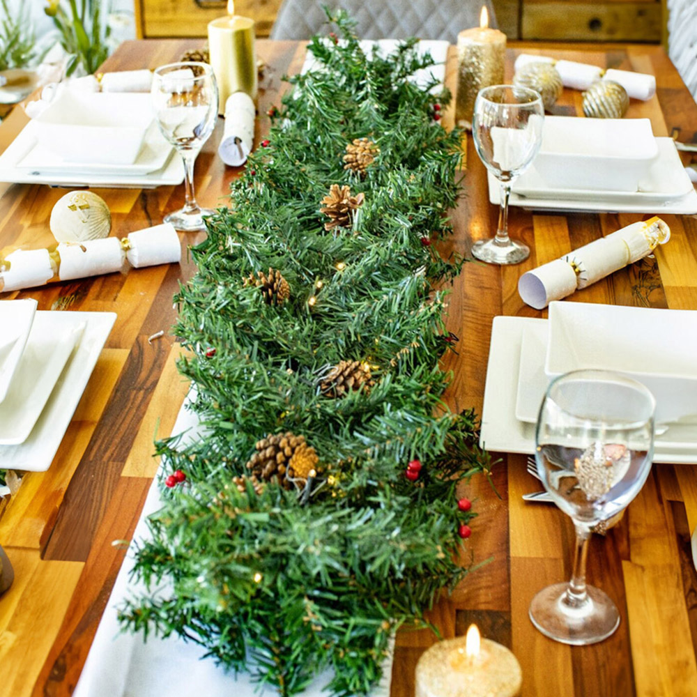 Marco Paul Warm White LED Christmas Garland with Pinecones and Berries 274cm Image 4