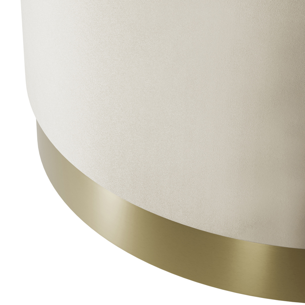 Lara Cream Velvet and Brushed Gold Large Pouffe Image 3