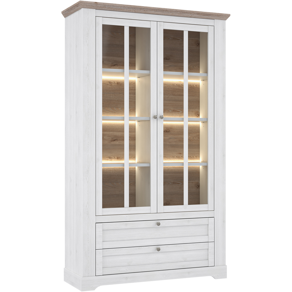 Florence Illopa 2 Door 2 Drawer Nelson and Snowy Oak Display Cabinet Image 2